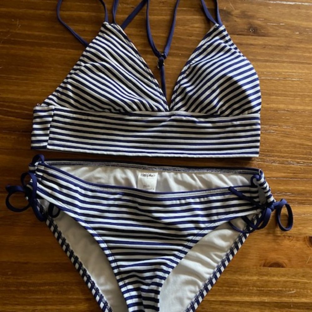Mossimo Navy and White Stripe 2 Pc Swimsuit